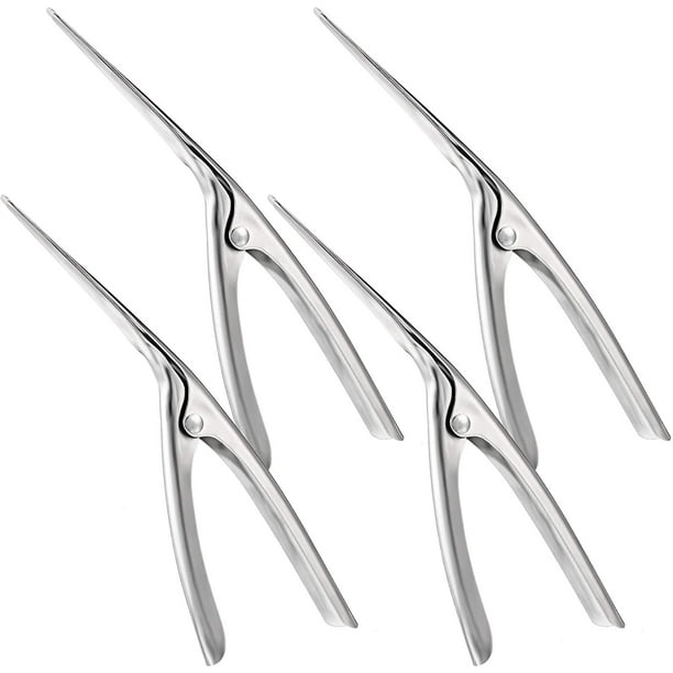 4 piezas de acero inoxidable pelador de camarones práctica herramienta de desvenado de camarones cuchillo de limpieza de camarones portátil cáscara de pelador de mariscos para langosta, cang JFHHH pequeña