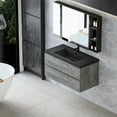 thumbnail image 2 of 42” Floating Bathroom Vanity with Sink, Modern Wall-Mounted Bathroom Storage Vanity Cabinet with Black Quartz Sand Top Basin and Soft Close Drawers, 2 of 7