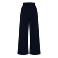 thumbnail image 4 of Wide Leg Sweatpants Womens Comfy Cotton Elastic Waist Drawstring Jogging Lounge Trouser Pants with Pockets (XL, Navy), 4 of 7