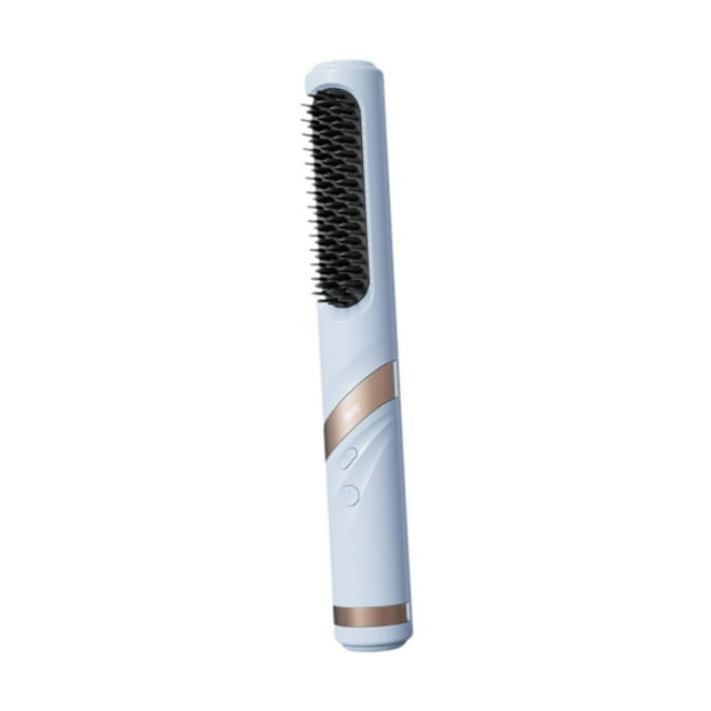 Calentamiento de cabello inalámbrico peine caliente 3 temperatura ajustable calefacción rápida aldericador de cabello portátil para el hogar para azul