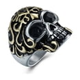 thumbnail image 6 of Mens 18K Gold Plated Stainless Steel Skull Ring European Ghost Head Customizable Inlaid Gemstone Ring for Men Fashion Jewelry Biker Ring, 6 of 6
