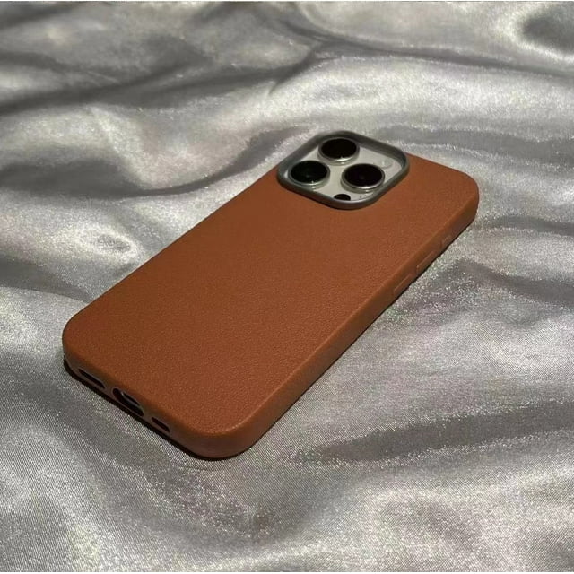Luxury Matte Leather Phone Case For iPhone 16 15 14 Plus 13 12 11 Pro Max XS Max XR Lens Protection Shockproof Silicone Cover Brown For iphone 13Pro