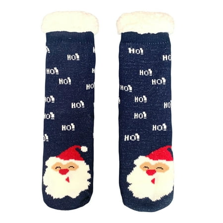 

Meidiya 1/2 Pair Fluffy Thermal Sherpa Floor Socks Christmas Thickened Sherpa Lining Mid-calf Stretchy Non-slip Winter Women Indoor Home Slipper Socks