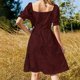 thumbnail image 5 of Vestido de manga corta desgastado burdeos y negro Vestidos para fiesta de bodas Ropa de mujer Vestido, 5 of 7