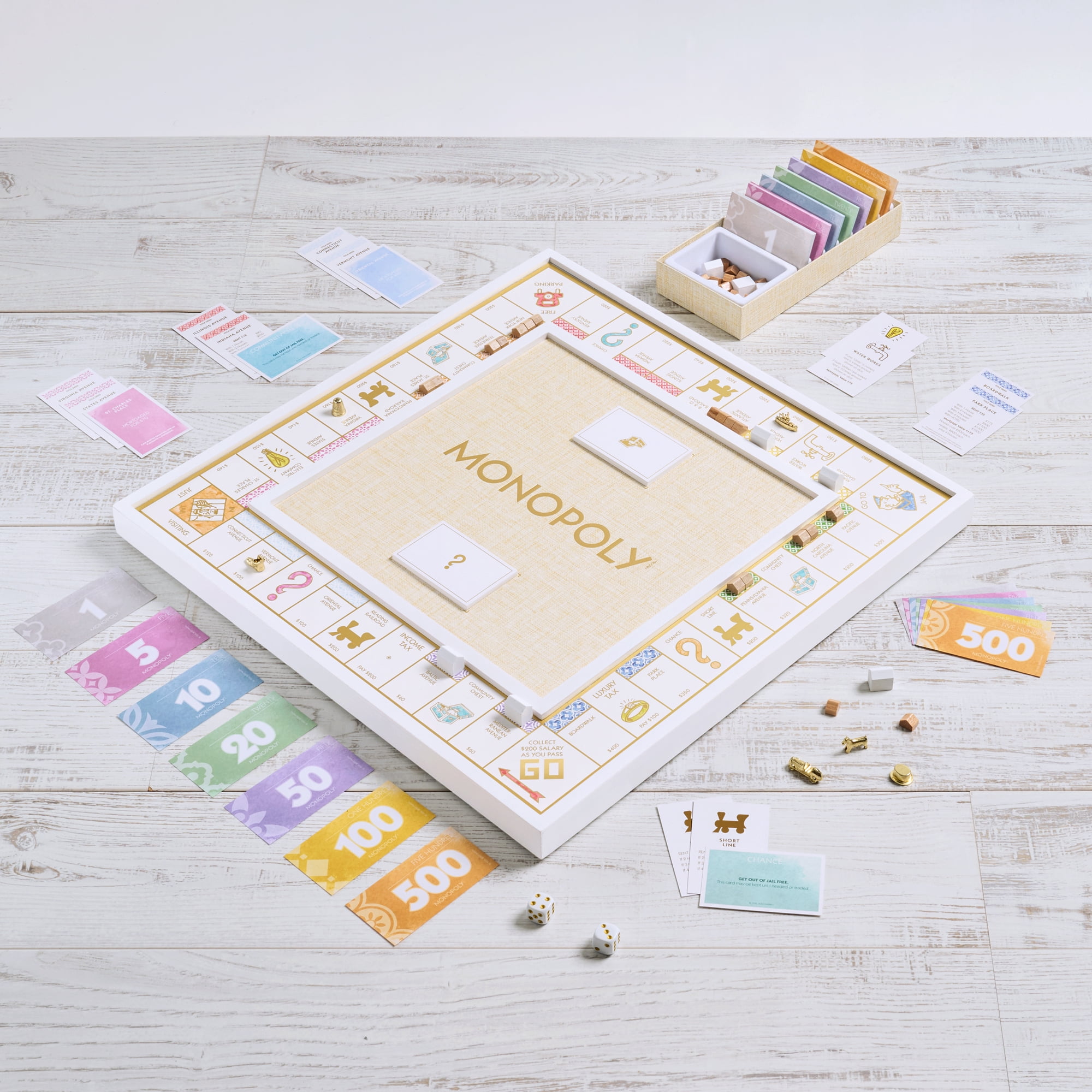 WS Game Company Monopoly Deluxe Bianco Edition Wooden Board Game for Families & Kids