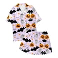 thumbnail image 4 of FUZHIQ Halloween Button Down Pajamas Women Oversized Top and Shorts Breathable Cute Halloween Print Sleepwear for Women, 4 of 4