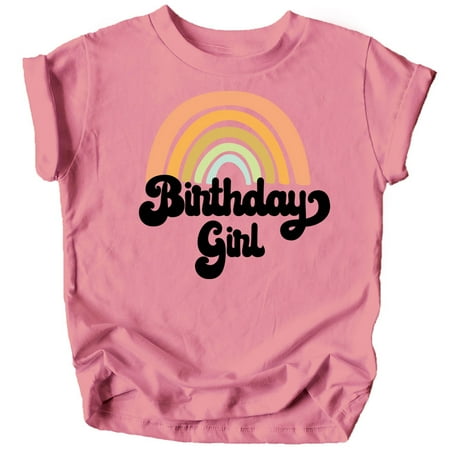 

Retro Rainbow Birthday Girl Colorful Shirts for Baby and Toddler Girls Birthday Outfits Mauve Shirt