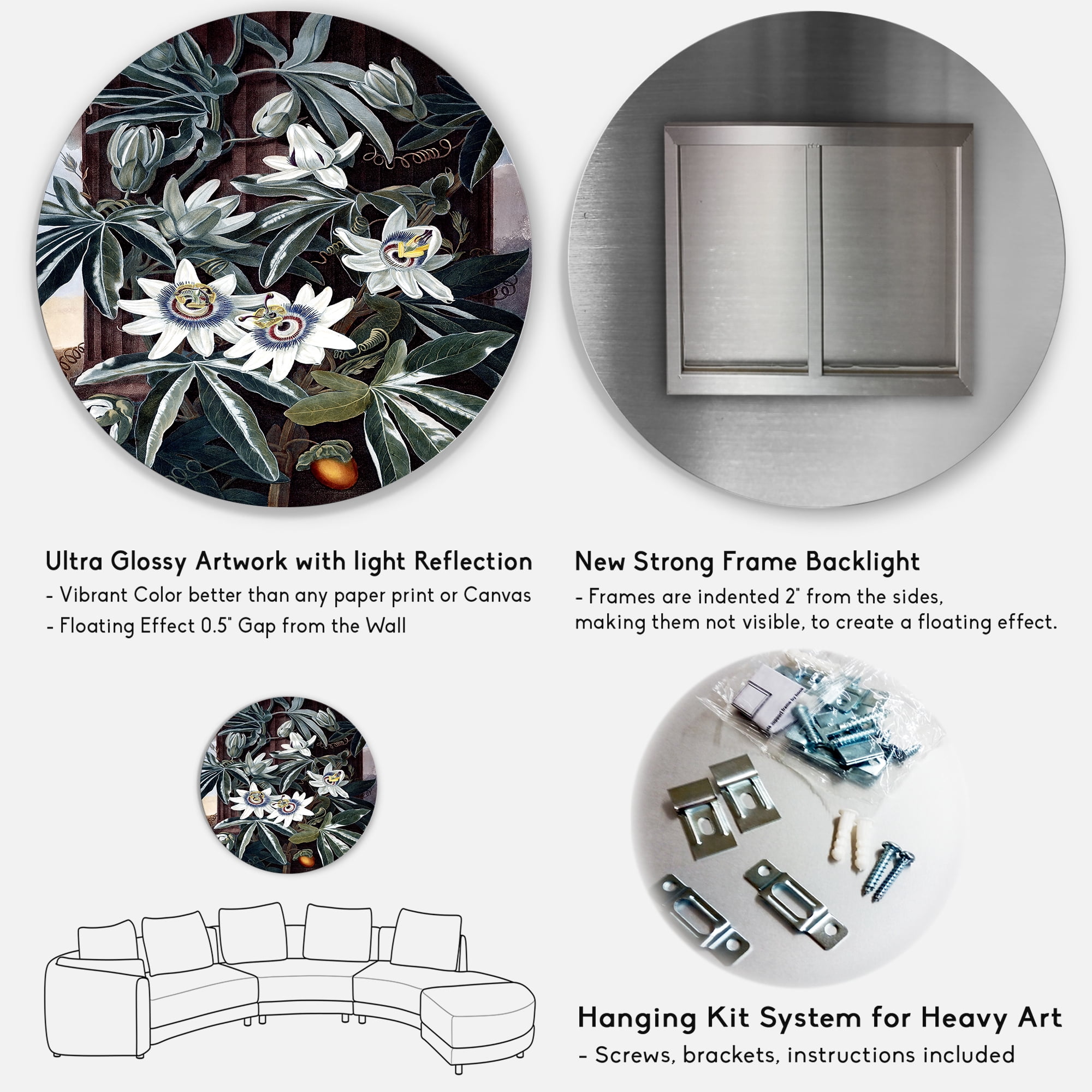 Designart 'Ancient Flowers I' Traditional Circle Metal Wall Art 29x29 - Disc of 29
