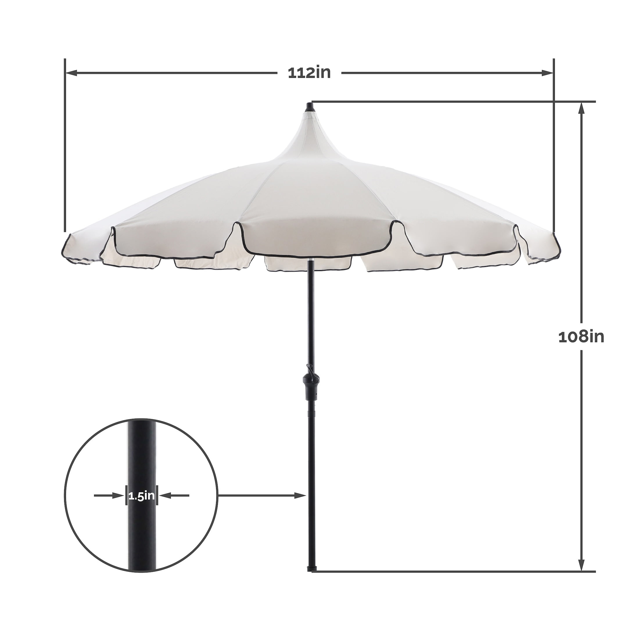 My Texas House 9ft Off-White with Black Trim Round Market Patio
