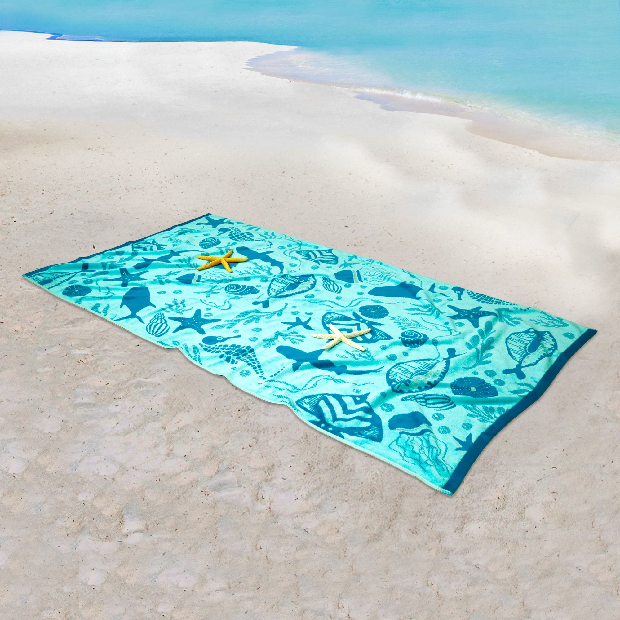 Mainstays Ocean Creatures Beach Towel, Size 72" x 36"