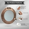 thumbnail image 3 of Inanosa 17" Antique Wall Mounted Premium Aluminium and Steel Alloy Vintage Ship's Porthole | Bathroom Window Mirror | Pirate's Maritime Nautical Themed Decor - 1 Pc, Copper Finish, 3 of 5