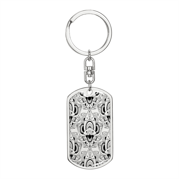 Lotuses Flower Stainless Steel or 18k Gold Premium Swivel Dog Tag Keychain
