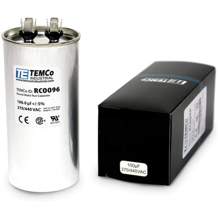 TEMCo 100 uF Run Capacitor CBB65, 100 MFD, 370-440V, Round, 50/60Hz