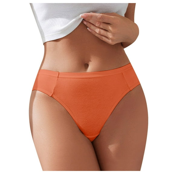 GEWSEY Women's Sexy Underwear Ice Silk Hipster Bow Bikini Panties Mid Rise Full Breathable Briefs (Orange, XL)