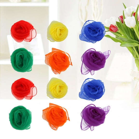 TAILTOSS 12Pcs Colorful Scarves for Kids Play Imitated Silk Fabric Square for Dance Group