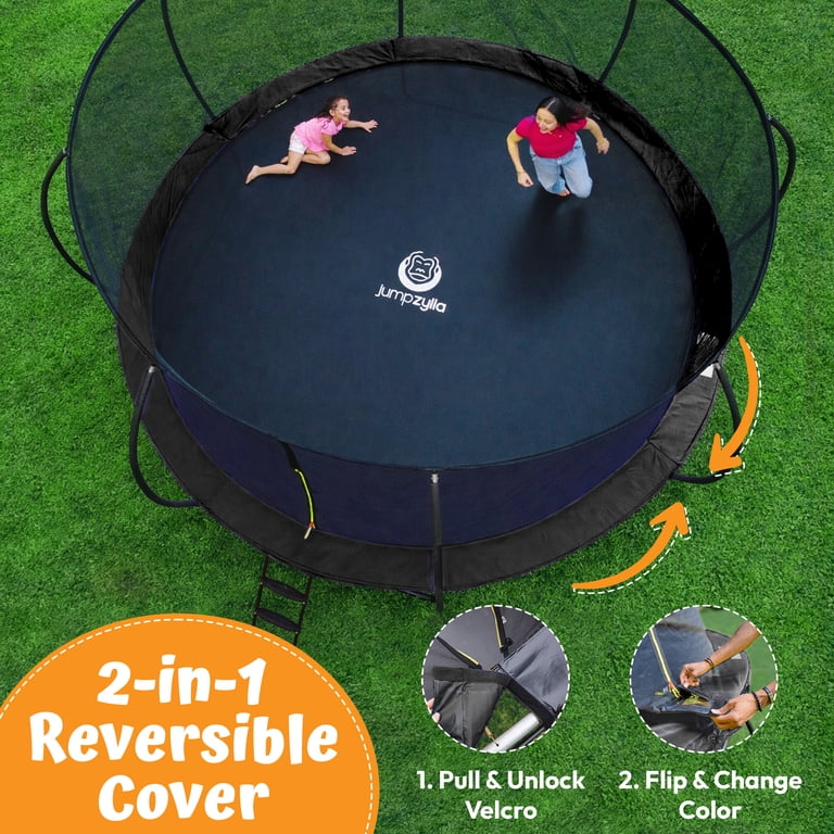 JUMPZYLLA 14FT Trampoline with Enclosure Net & Ladder - Easy