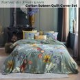 thumbnail image 2 of Ensemble de Housse de Couette en Satin de Coton Vert des Fleurs, 2 of 5