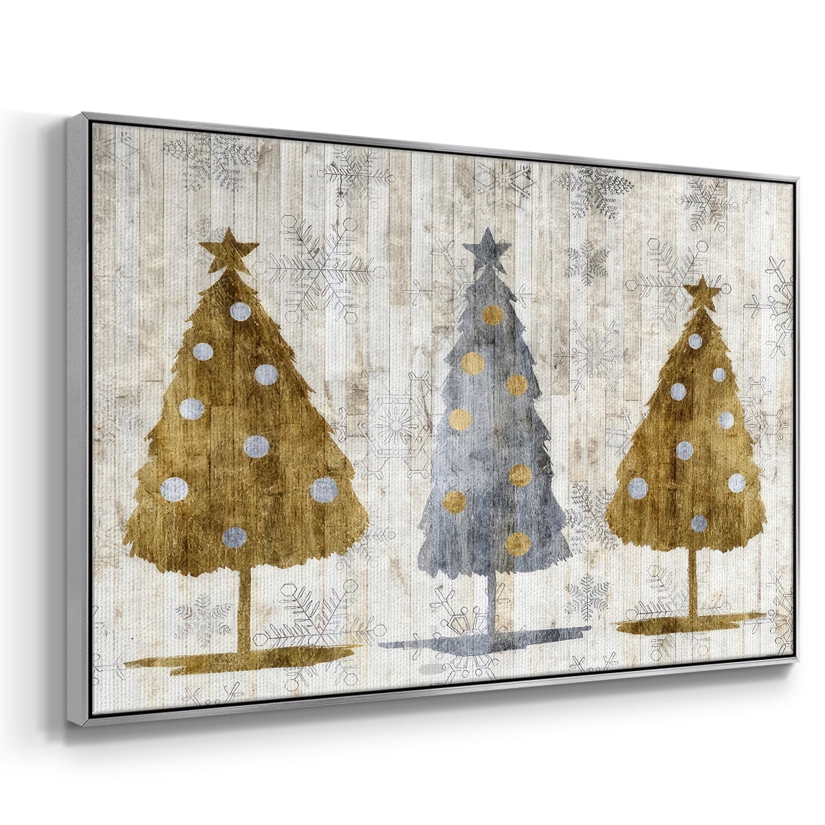 Sophisticated Christmas Collection A - Framed Gallery Wrapped Holiday Canvas - 27 x 41 - Silver Frame