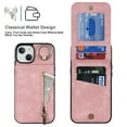 thumbnail image 3 of Nalacover for iPhone 14 Plus, Wallet with RFID Credit Card Holder and Zipper Pocket,Drop Protection Flip Cover Ring Holder Kickstand with Double Magnetic Clasp For iPhone 14 Plus, Pink, 3 of 12