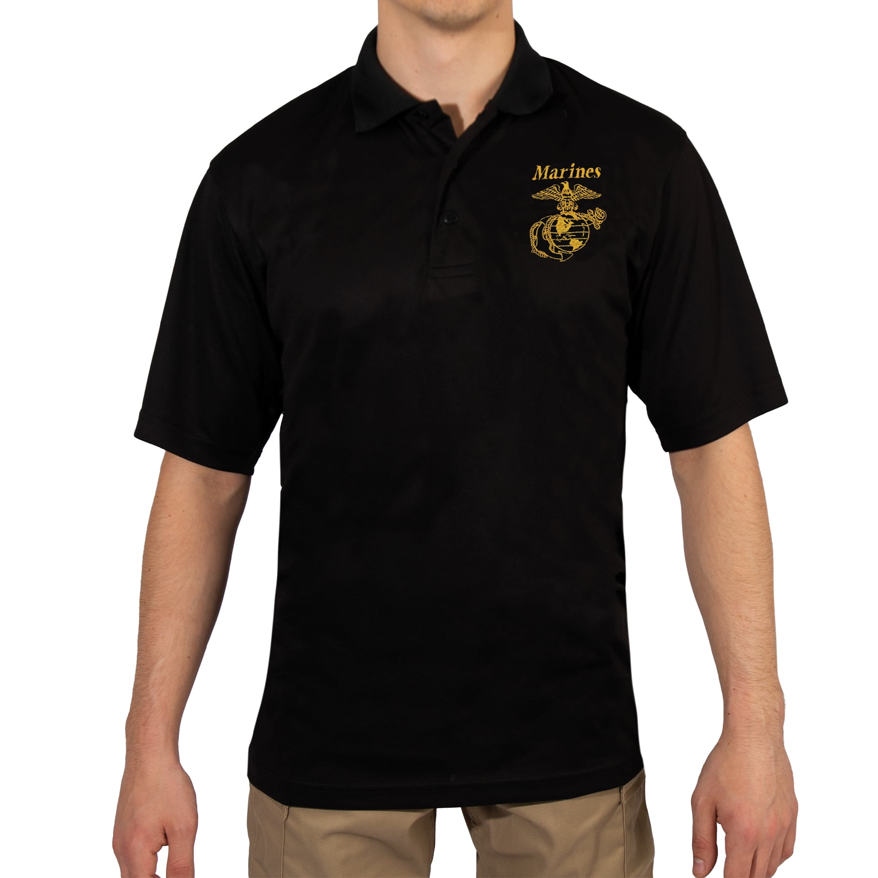 black moisture wicking polo shirt