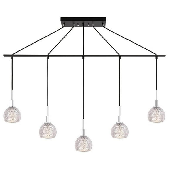 Woodbridge Lighting Elise 5-Light Mercury Glass Linear Pendant in Bronze/Chrome