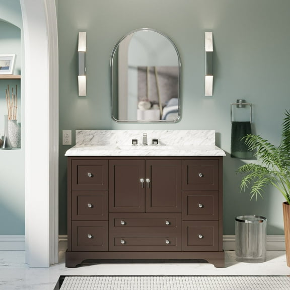 Madison 48" Bathroom Vanity with Chocolate Cabinet and Carrara Marble Top