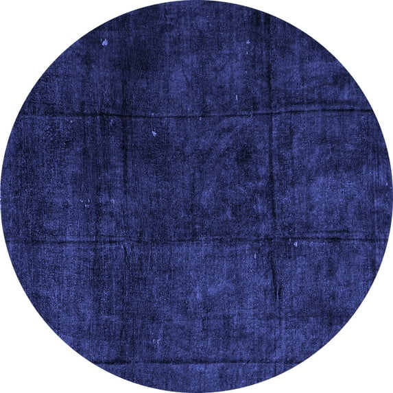 Ahgly Company Machine Washable Indoor Round Abstract Blue Modern Area Rugs, 4' Round
