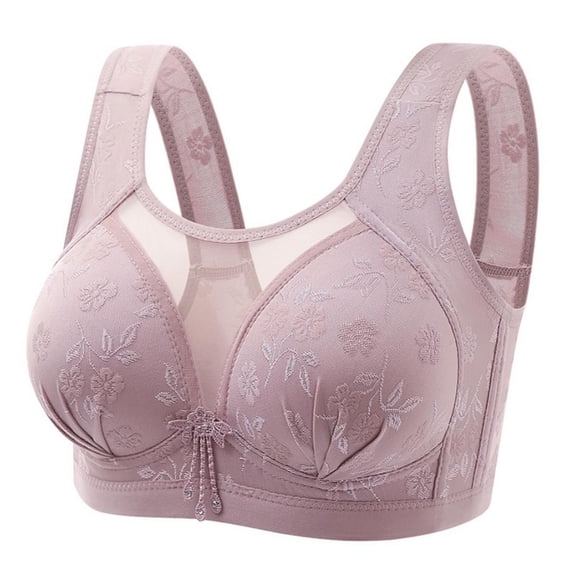 Women Floral Bras Plus Size Wirefree Bras Adjustable Push up Bra Underwear Back Closure Brassiere Bra Female Intimates