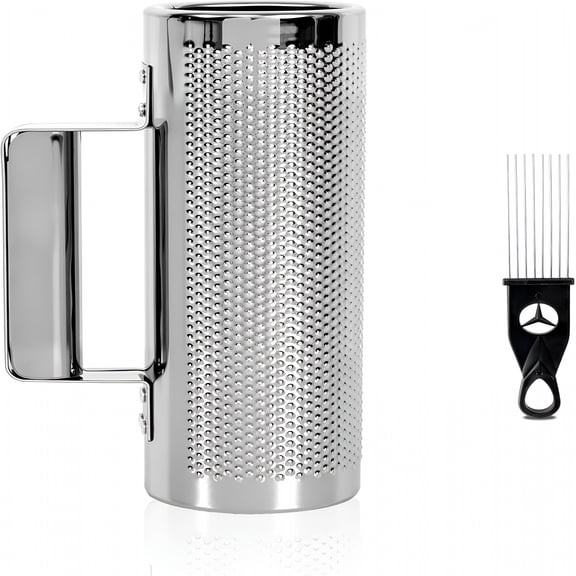SEPTRIO Guiro Instrument Stainless Steel Guiro 8" 3" Professional Metal Shaker with Scraper, Band Accompaniment Sand Hammer Latin Musical Training Tool Percussion Instruments