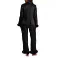 thumbnail image 2 of Linea Donatella Women’s Marabou Feather Satin Pajama Set, Black, Small, 2 of 2