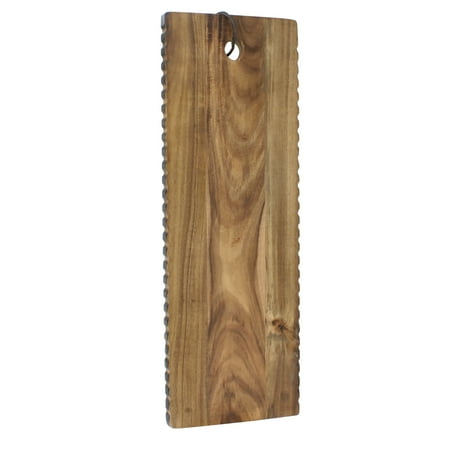 Gold Natural Wood Cheese Board - Elements 18 inch Wave Edge Acacia Wood Cheese Board
