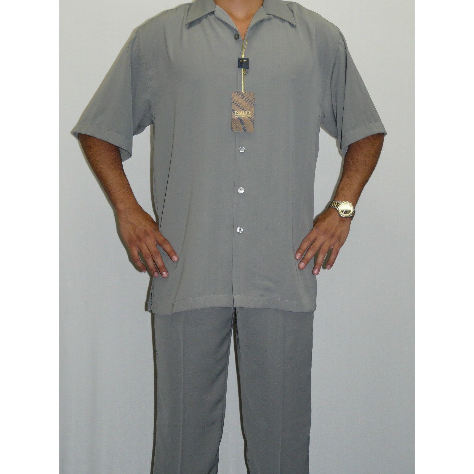 Mens INSERCH Walking Leisure Suit Two Piece Matching Slacks Shirt 9356 Caramel 