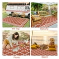 thumbnail image 6 of GlowSol 9' x 12' Outdoor Rug Plastic Patio Rug Woven Plastic Straw Waterproof Rug Moroccan Reversible Camper Rug for RV Backyard Deck Picnic Beach, Brick Red, 6 of 7