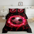 thumbnail image 2 of Erosebridal Soccer Comforter Set Queen Size Football Games Bedding Set Pink Geometric Stripes Comforter Sports Theme Quilt Set, 2 of 7