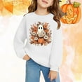 thumbnail image 2 of Weebloom Halloween Hoodies for Boys Kids Skeleton Pumpkin Design Long Sleeve Crewneck Tops Girls Cute 6-7 Years White, 2 of 4