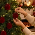 thumbnail image 5 of 12Pcs Flocked Velvet Wine Red Christmas Ball Ornaments 2.36 in Bow Shatterproof Tree Hanging Decor Set for home Party Display, 5 of 7