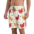 thumbnail image 2 of Kdxio Flower Chicken Pattern Mens Casual Shorts - Drawstring Summer Beach Sports Shorts for Men, 2 of 9