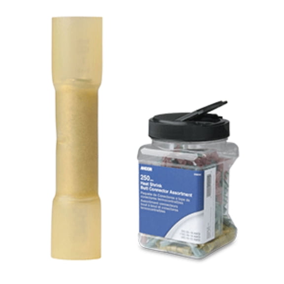 Set of 200 Yellow Ancor Gauge 12-10 Heatshrink Butt Connectors, 5"
