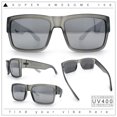 thumbnail image 2 of Mens Rectangle 90s Thick Horn Rim Skater Sport Plastic Sunglasses Grey - Silver Mirror, 2 of 8