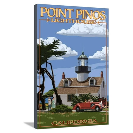 Point Pinos Lighthouse - Point Pinos Lighthouse - Monterey, California Stretched Canvas Print Wall Art By Lantern Press