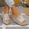 thumbnail image 6 of Sandals Women Wedge Open Toe Thick Soled Slip-on Spring Summer Fashionable Casual Versatile Solid Color Beach Shoes, 6 of 10