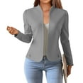 thumbnail image 2 of jtjvou Womens Open Front Business Casual Blazers - 2025 Fall Elegant Slim Fitted Work Office Suit Jackets Gray S, 2 of 9