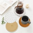 thumbnail image 5 of SHIMELE Woven Round Placemats, Thermal Insulation Coasters for Dining Table, Durable Cotton Table Mats, Kitchen Hot Pads, 4-Pack Set, 5 of 6