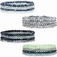thumbnail image 1 of Juego de 4 pulseras elásticas bohemias con cuentas, apilables, para mujer, con cuentas de vidrio de colores, bisutería de moda, regalo para el Día de la Madre., 1 of 7