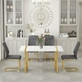 thumbnail image 6 of JUFU 55'' Modern Dining Table Set for 4, White Dining Table with Golden Metal Frame, Rectangular Dining Table with 4 Gray Faux Leather Chairs, Ideal for Kitchen & Dining Room, 6 of 10