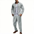thumbnail image 2 of Men's Sweatsuits 2 Piece Athletic Full Zip Tracksuit Jogging Set Fashion Casual Jackets And Pants Fall Outfits (3XL, Gray), 2 of 7