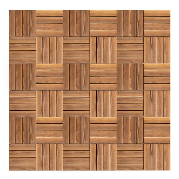 36PCS Brown Hardwood Interlocking Patio Deck Tiles, 12"x12" Waterproof Indoor Outdoor Flooring Patio Floor Decking Tiles DIY Flooring Tile Porch Poolside Balcony Backyard Garden