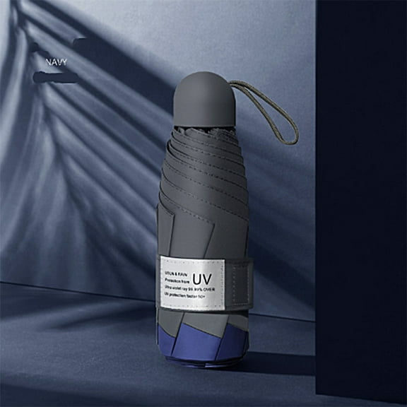 QLEICOM Portable Umbrella 41.3 x 37.4 x 22.1 IN Travel Umbrella with LED Flashlight Handle, Folding Auto Umbrella, Aluminum Alloy Holder Sun Shade Umbrella with Reflective Safety TapeBlue