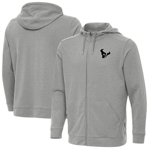 Men's Antigua Heather Gray Houston Texans Effortless Full-Zip Hoodie Jacket