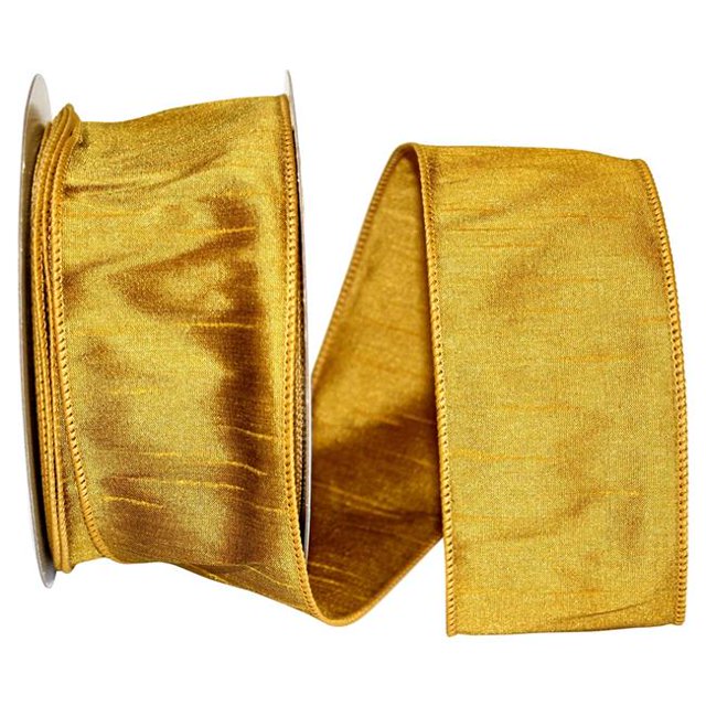 Reliant Ribbon 92975W-035-40H 20.5 in. 20 Yards Dupioni Supreme Wired Edge Ribbon, Gold